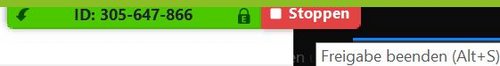 Screenshot: Beispielhafte Anzeige einer Meeting-ID.